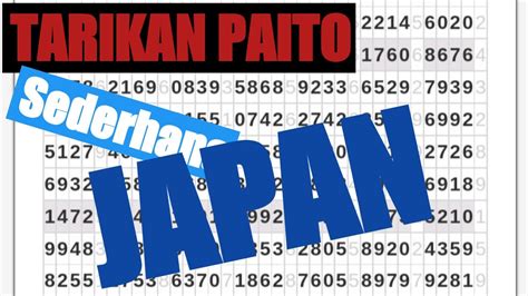 Paito japan 4d Paito Harian Japan adalah sebuah tabel yang menampilkan hasil keluaran nomor Japan pada setiap harinya